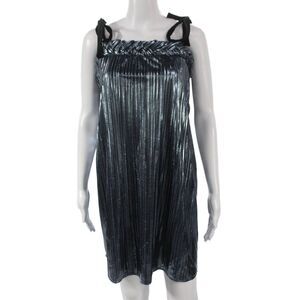 Atelier Women Blue Sleeveless Tank Dress Square Neck Polyester Short Size XL